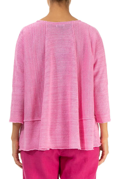 A-Line Two Pockets Taffy Pink Linen Jumper