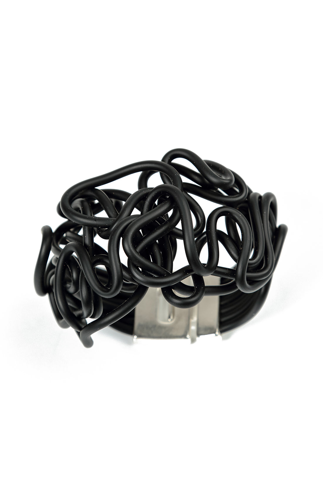 Abstract Bend Black Rubber Bracelet