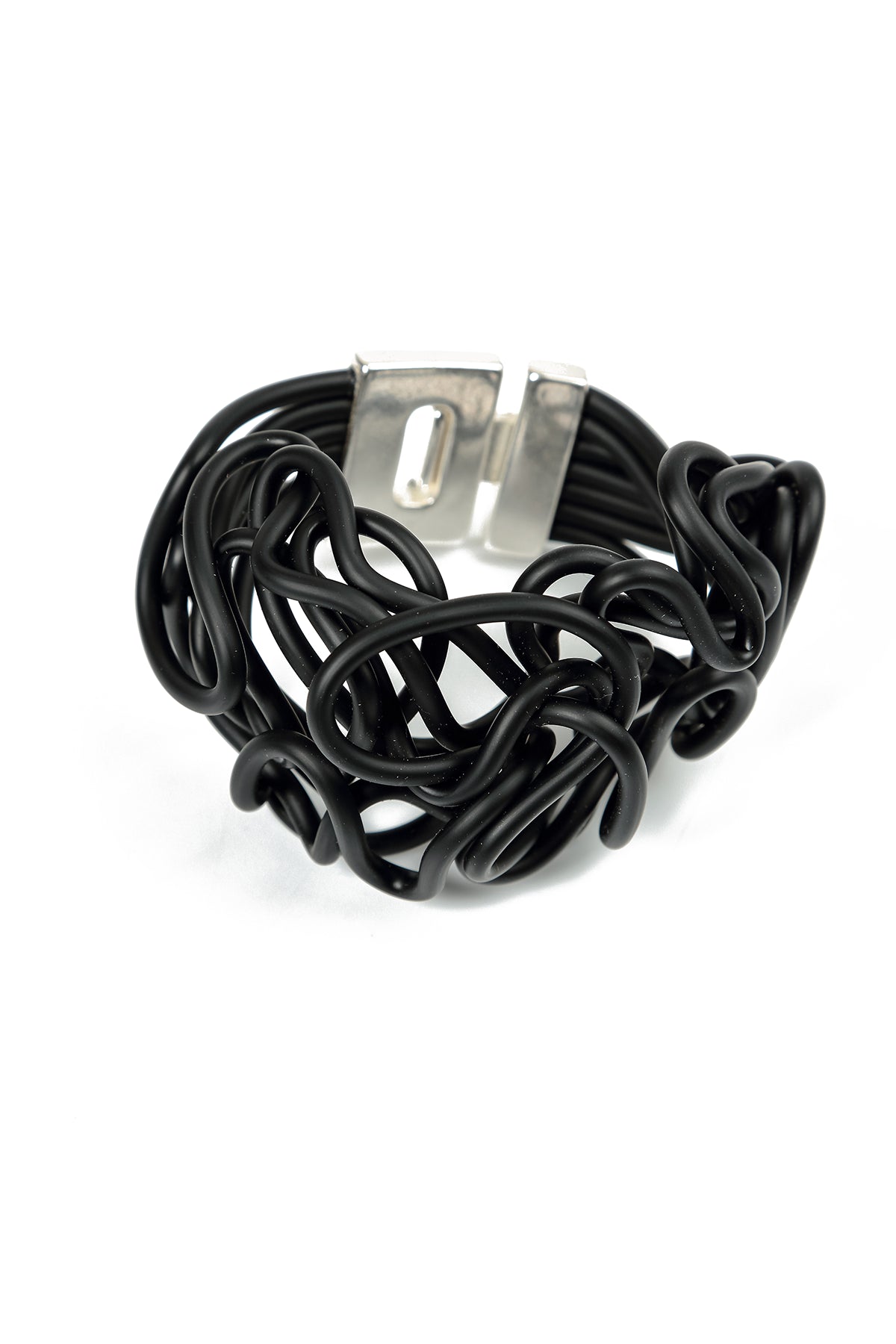 Bracelet abstrait en caoutchouc noir