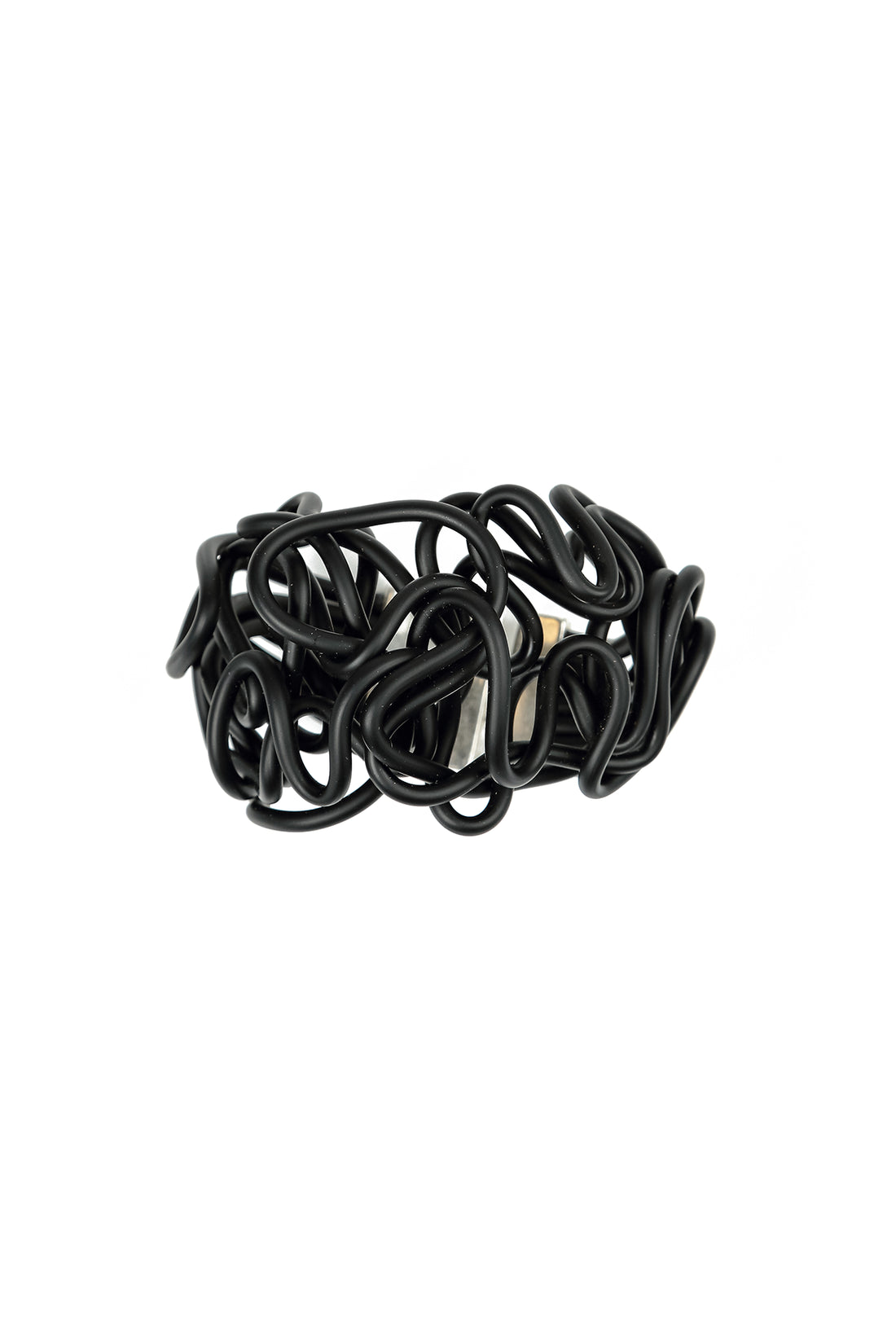 Abstract Bend Black Rubber Bracelet
