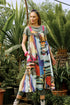 Flared Abstract Linen Pinafore Dress 1