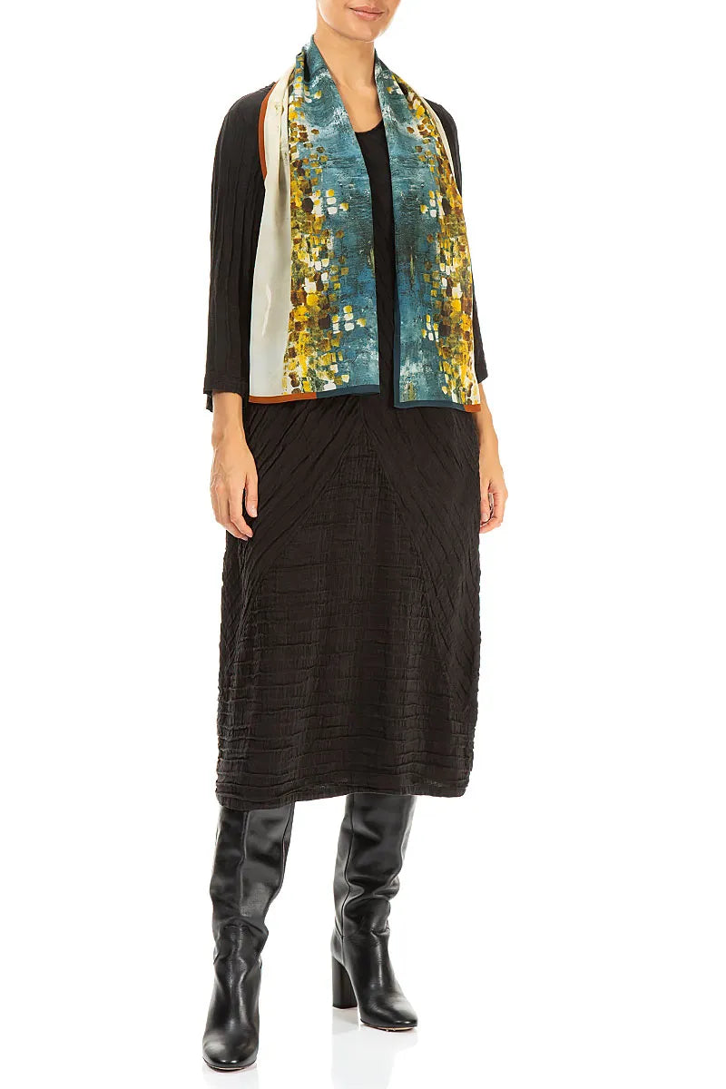 Écharpe en soie à mosaïque abstraite