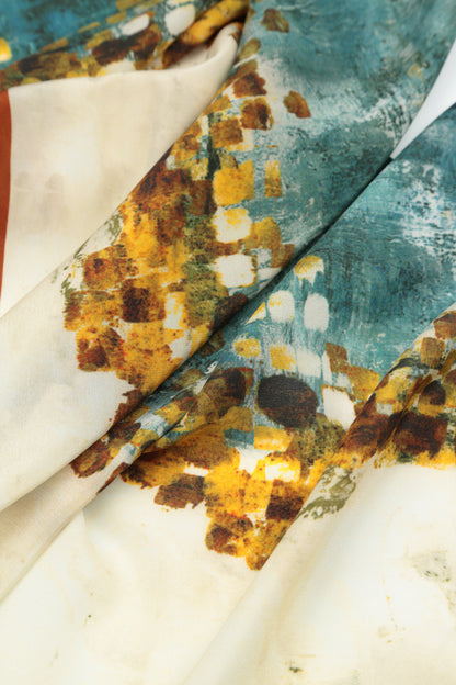 Écharpe en soie à mosaïque abstraite