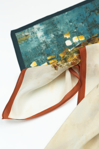 Écharpe en soie à mosaïque abstraite