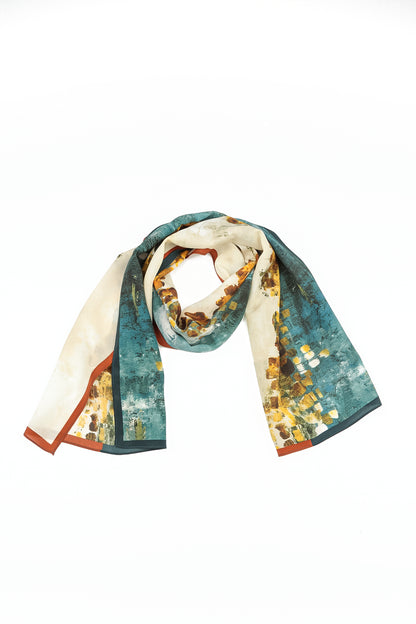 Écharpe en soie à mosaïque abstraite