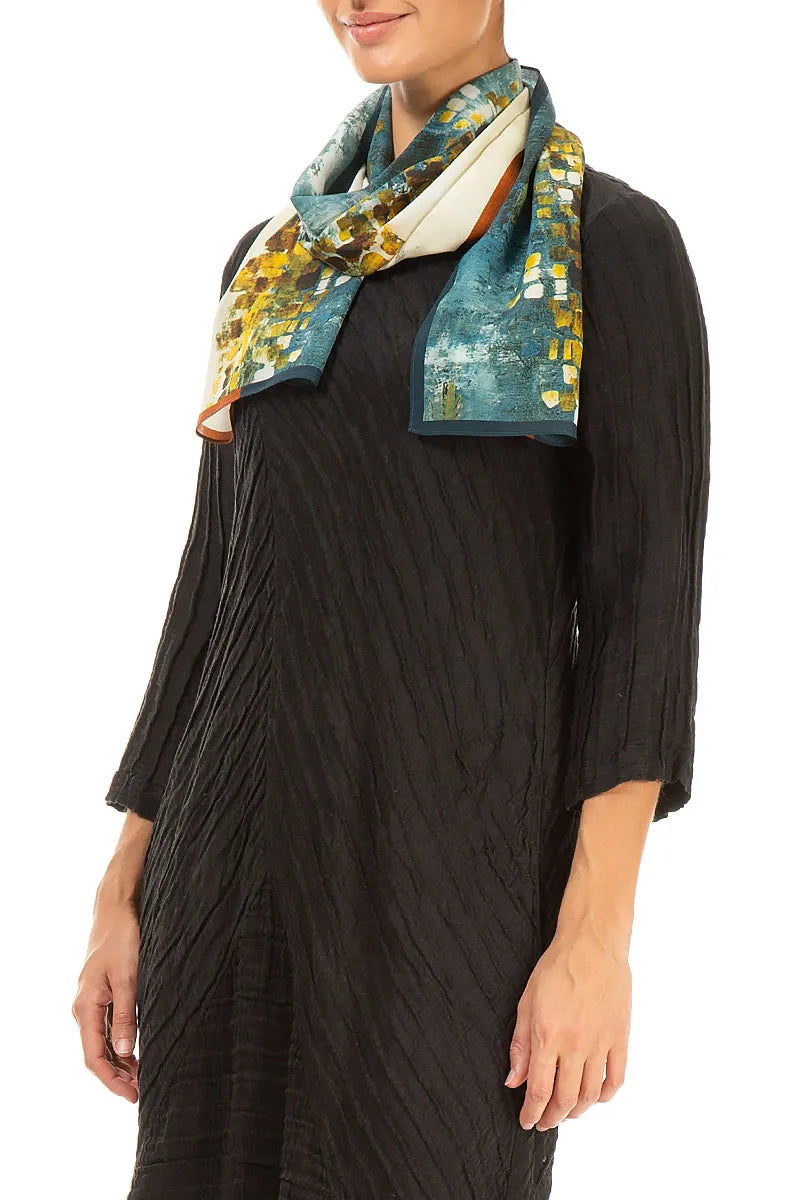 Écharpe en soie à mosaïque abstraite