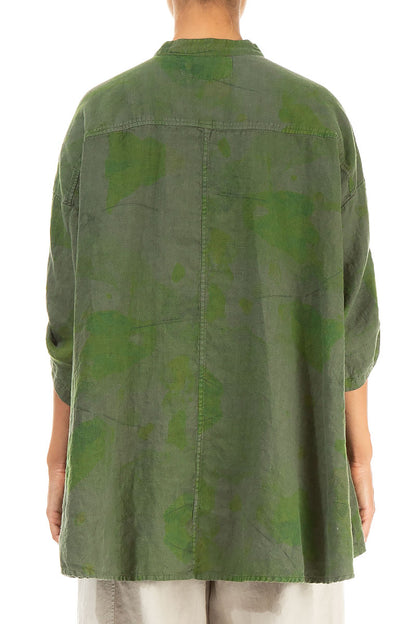 Adjustable Sleeves Green Moss Greenery Linen Shirt 2