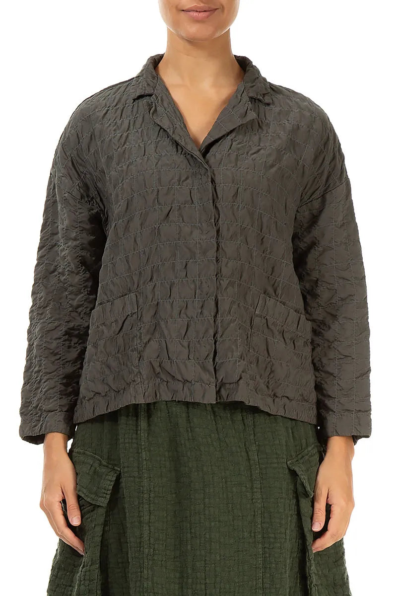 Veste en soie et bambou plissée marron vieilli