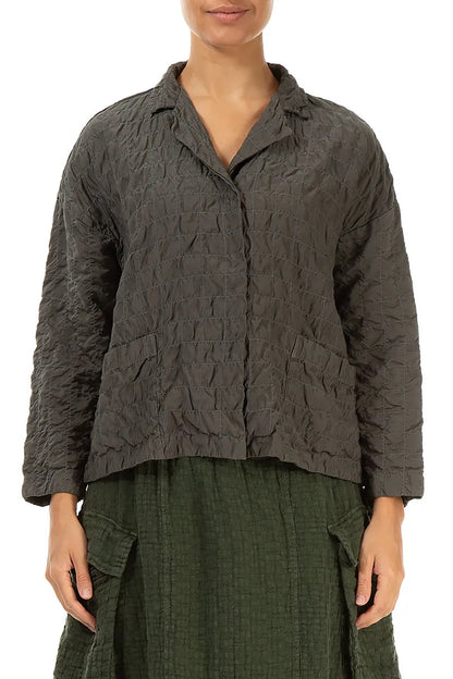 Aged Brown Pleated Silk Bamboo Jacket