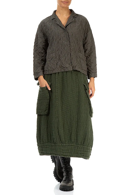 Aged Brown Pleated Silk Bamboo Jacket