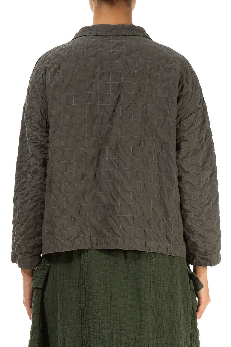 Veste en soie et bambou plissée marron vieilli