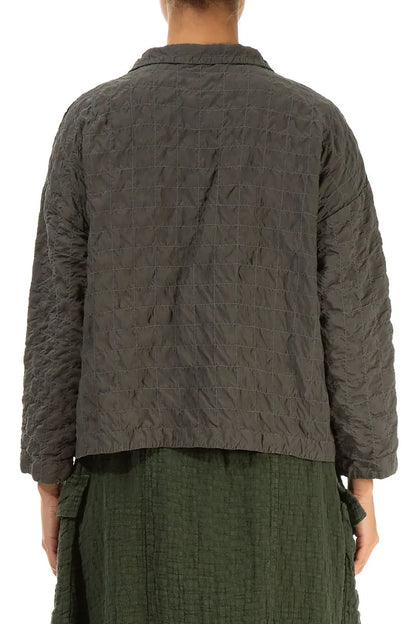 Aged Brown Pleated Silk Bamboo Jacket
