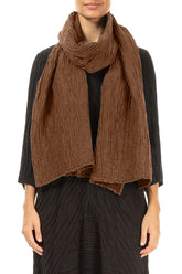 Aged Copper Crinkled Silk Linen Scarf 1