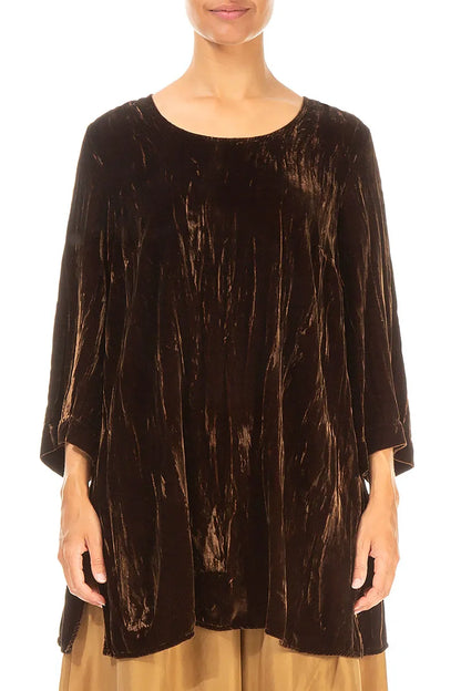 Aged Copper Crumpled Silk Velvet Tunic 1