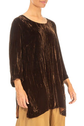 Aged Copper Crumpled Silk Velvet Tunic 3