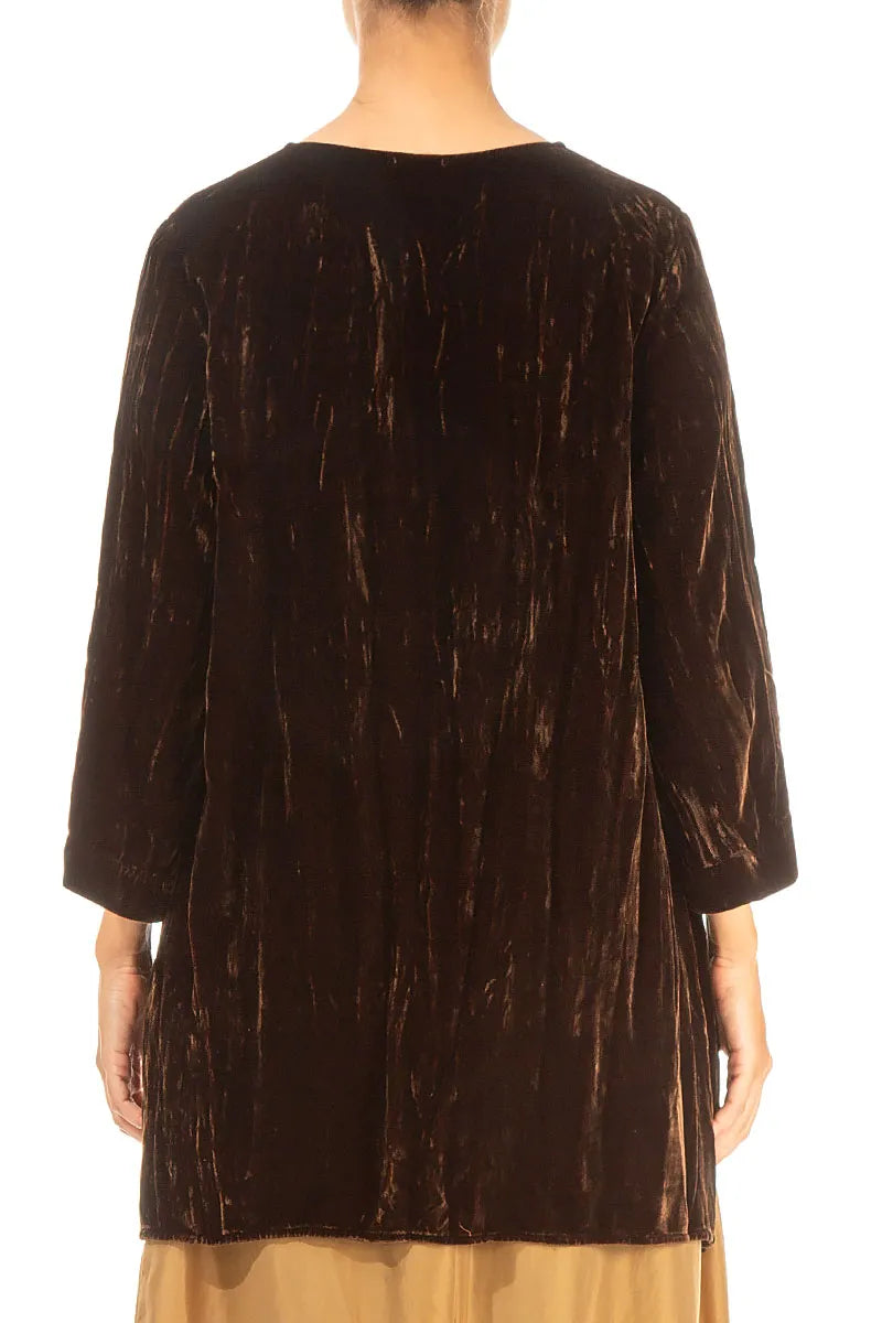 Aged Copper Crumpled Silk Velvet Tunic 2