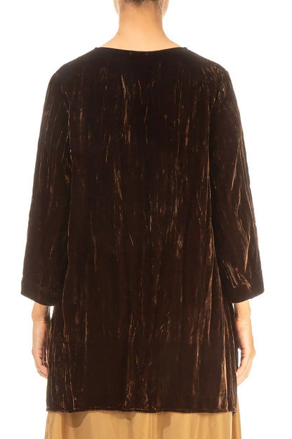 Aged Copper Crumpled Silk Velvet Tunic 2