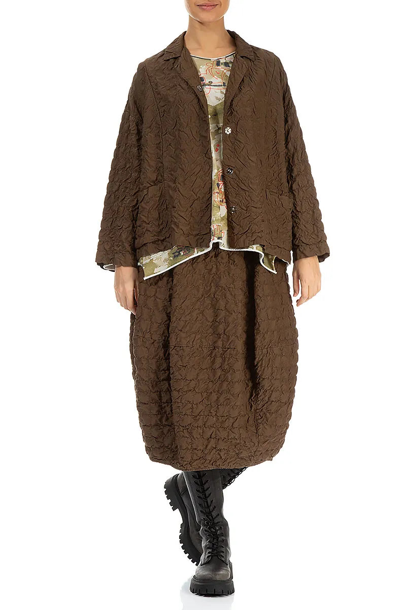 Aged Copper Pleated Silk Bamboo Jacket