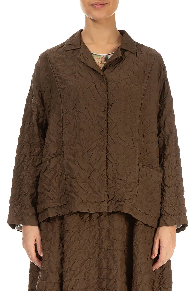 Aged Copper Pleated Silk Bamboo Jacket