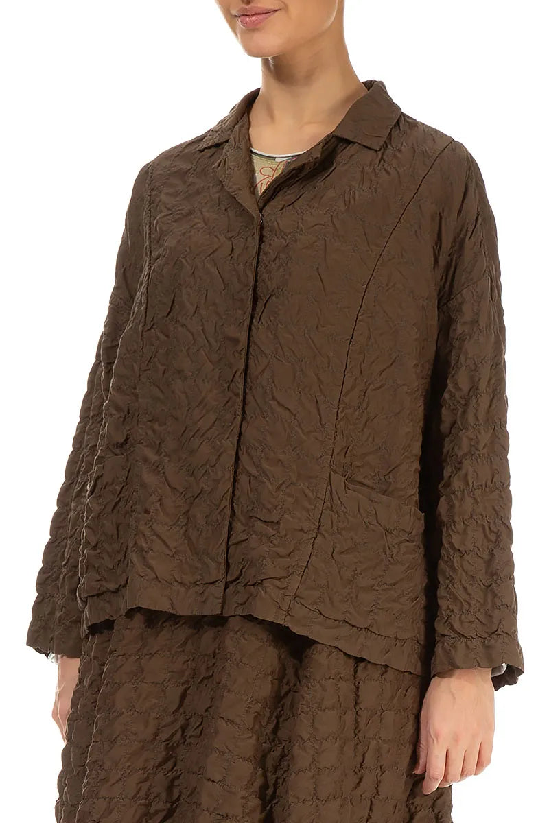 Aged Copper Pleated Silk Bamboo Jacket