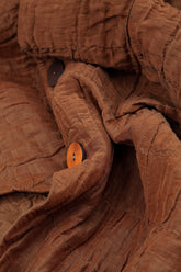 Aged Copper Pleated Silk Linen Jacket 5