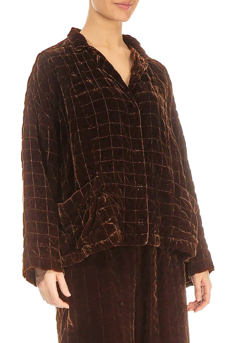 Aged Copper Pleated Silk Velvet Jacket 3