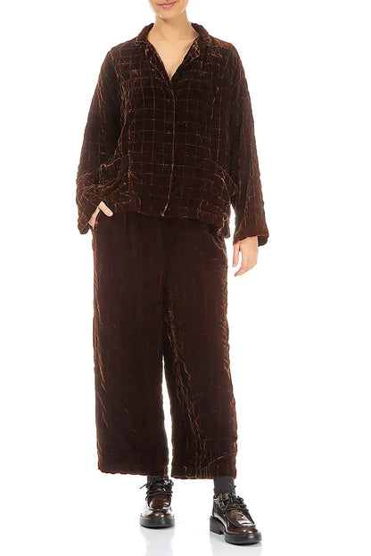 Aged Copper Pleated Silk Velvet Jacket 4