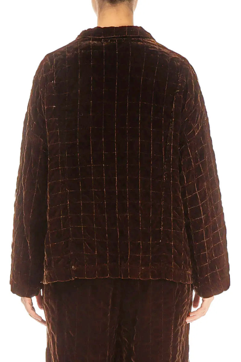 Aged Copper Pleated Silk Velvet Jacket 2
