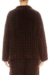 Aged Copper Pleated Silk Velvet Jacket 2