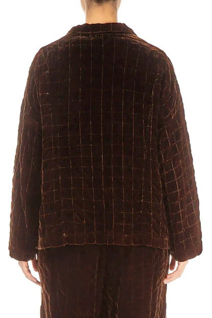 Aged Copper Pleated Silk Velvet Jacket 2
