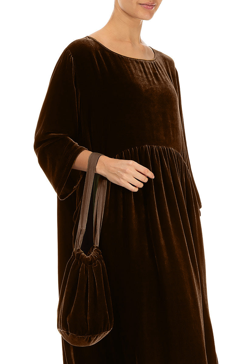 Sac à main de soirée en velours de soie cuivré vieilli