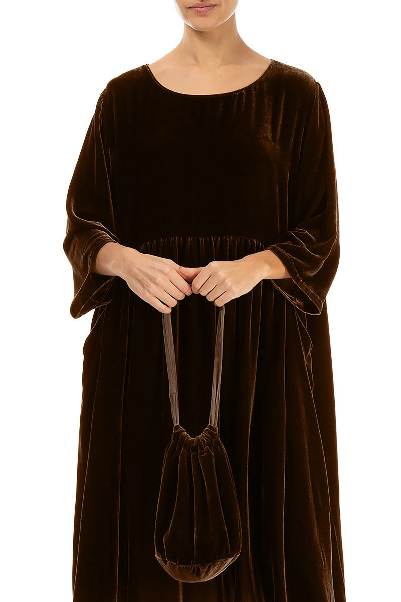 Sac à main de soirée en velours de soie cuivré vieilli