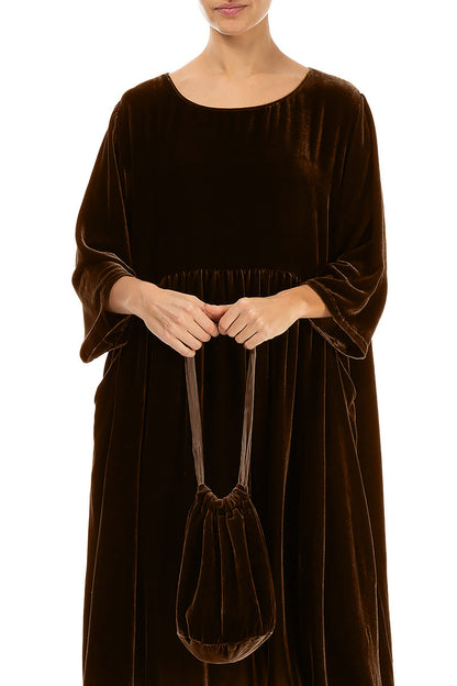 Sac à main de soirée en velours de soie cuivré vieilli