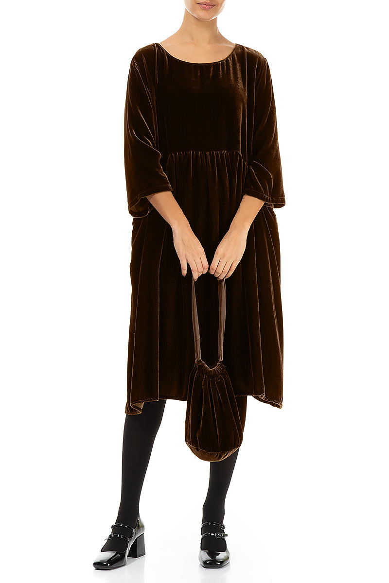 Sac à main de soirée en velours de soie cuivré vieilli