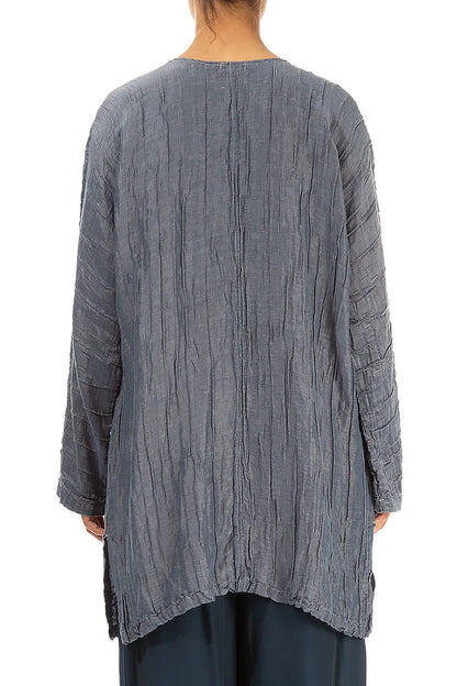 Anthracite Crinkled Silk Linen Tunic 2