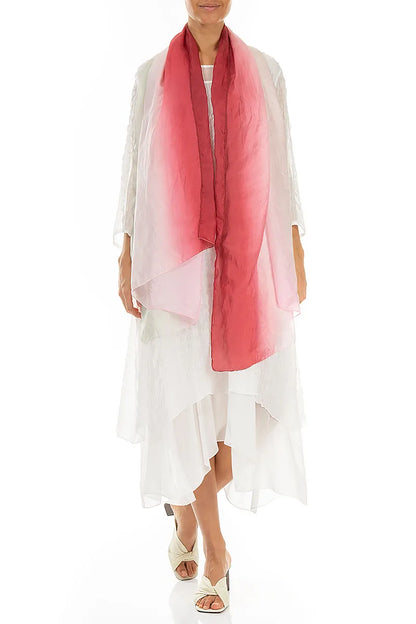 Antique Ruby Beige Ombré Crumpled Silk Scarf 2