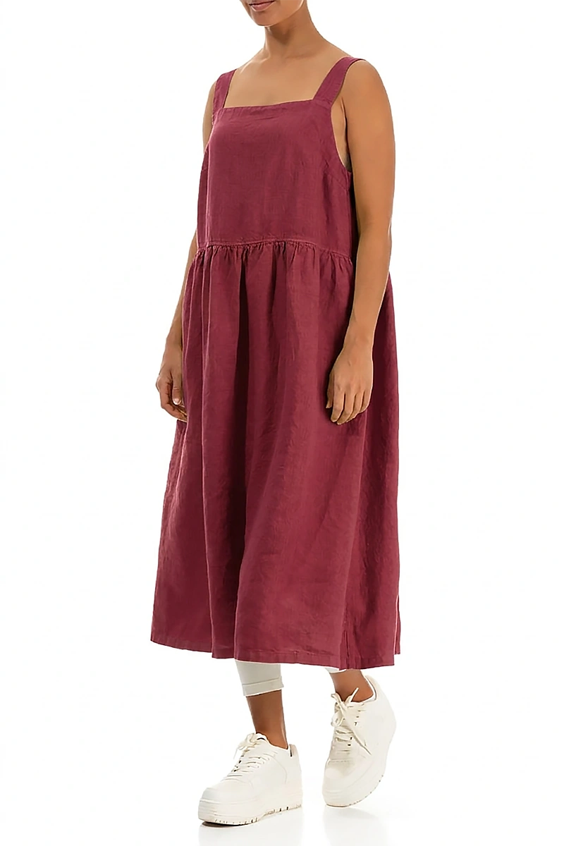 Antique Ruby Linen Pinafore Dress