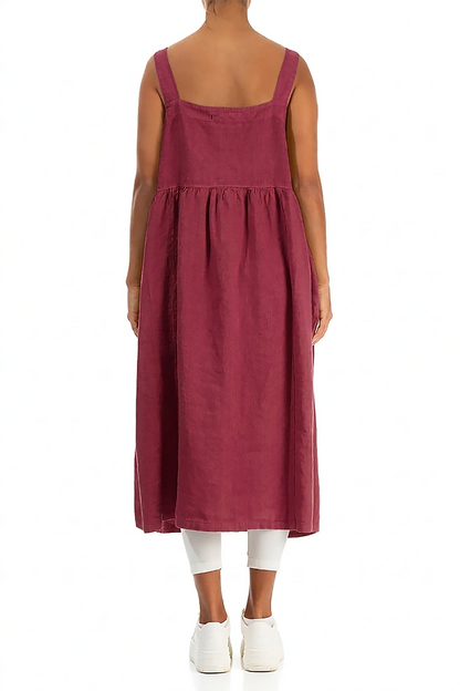 Antique Ruby Linen Pinafore Dress