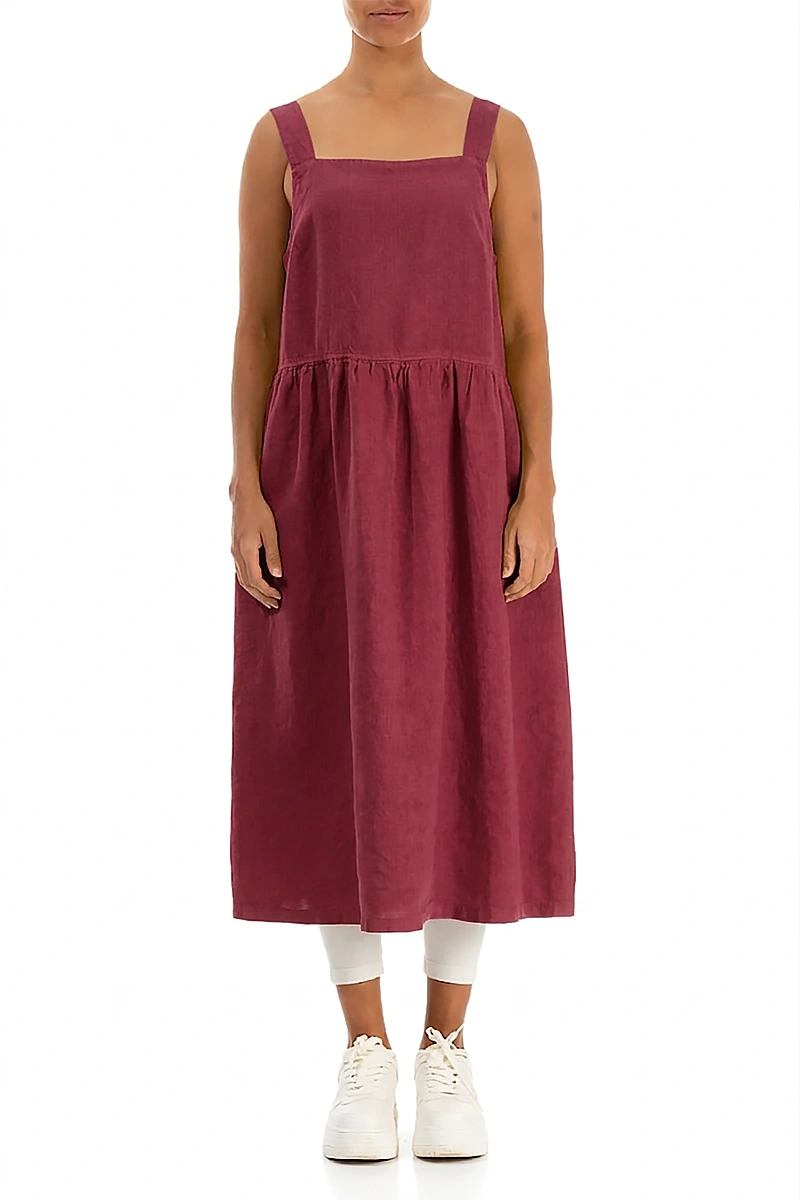 Antique Ruby Linen Pinafore Dress