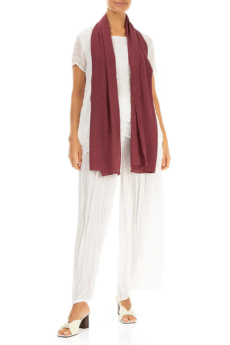 Antik rubinroter Seiden-Viskose-Schal