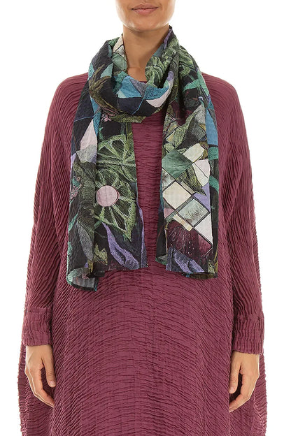 Foulard en soie texturé motif mosaïque