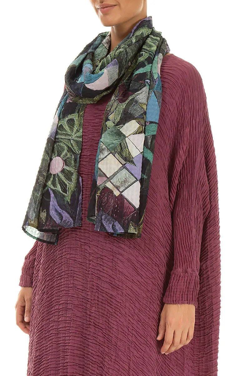 Foulard en soie texturé motif mosaïque