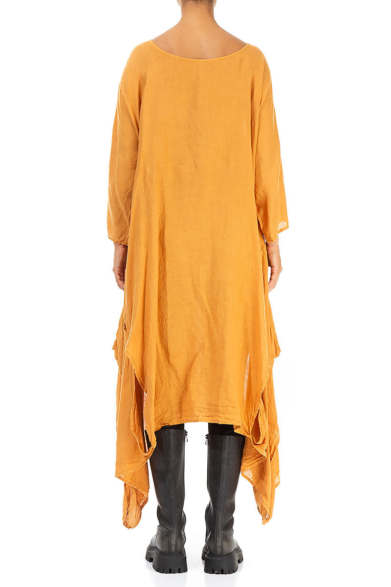 Asymmetric Amber Linen Dress 2