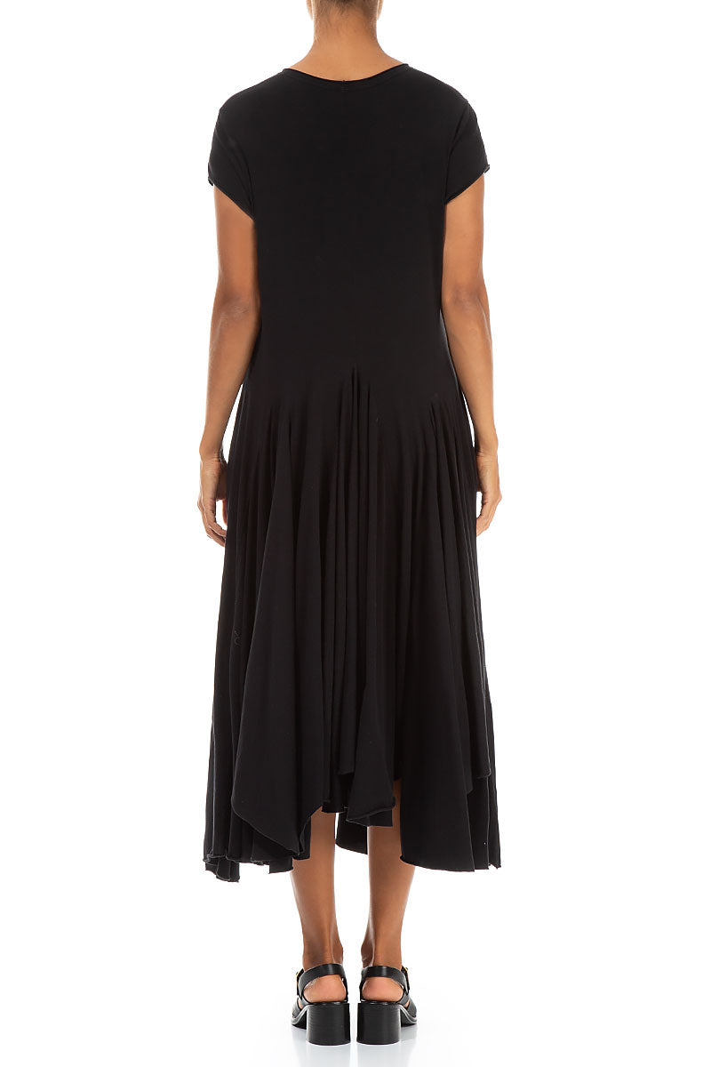 Asymmetric Black Cotton Dress 2