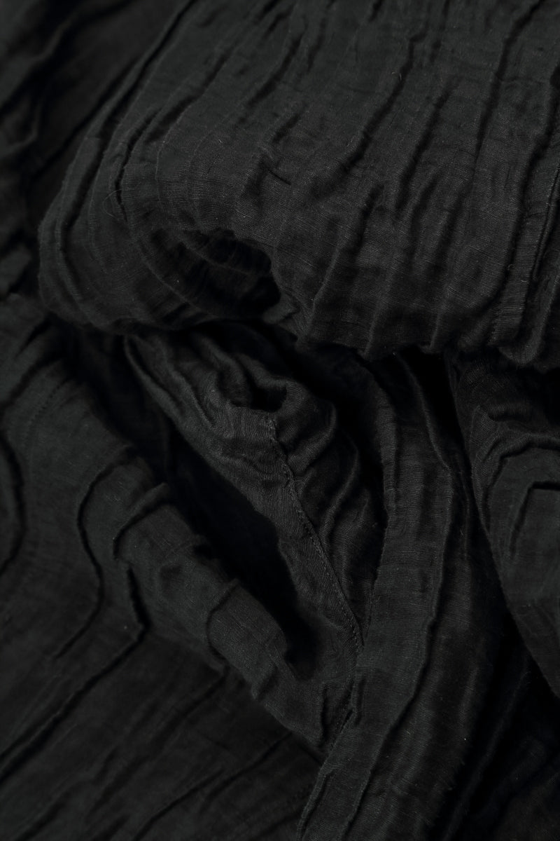 Asymmetric Black Crinkled Silk Linen Blouse 6