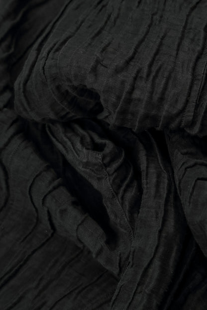 Asymmetric Black Crinkled Silk Linen Blouse 6