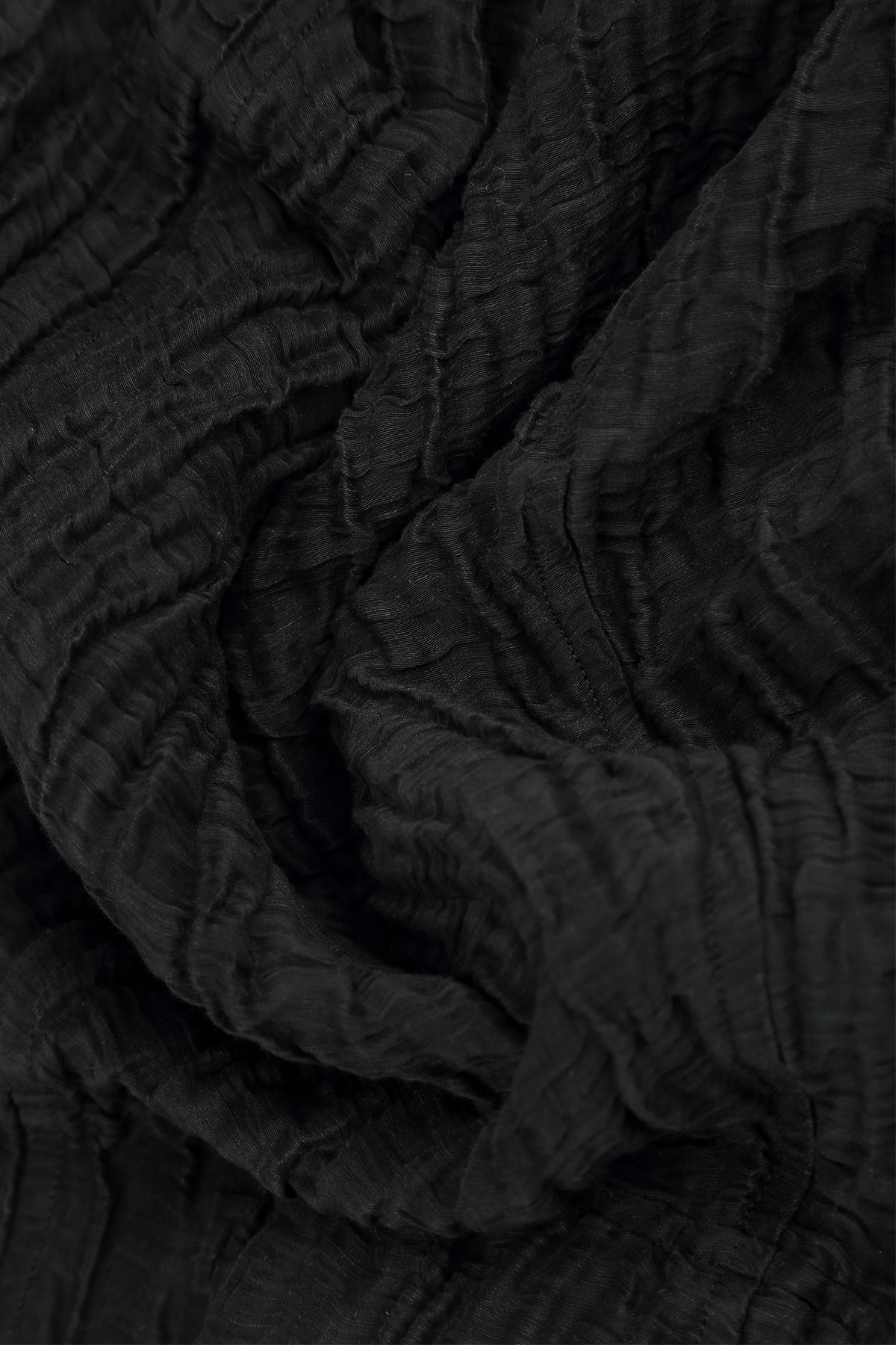Asymmetric Black Crinkled Silk Linen Blouse 5
