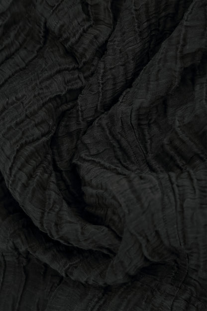 Asymmetric Black Crinkled Silk Linen Blouse 5