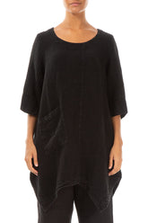 Asymmetric Black Linen Tunic 1