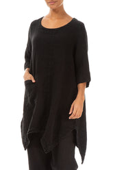 Asymmetric Black Linen Tunic 4
